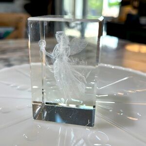 3D Laser Etched Angel Paperweight Crystal Holographic